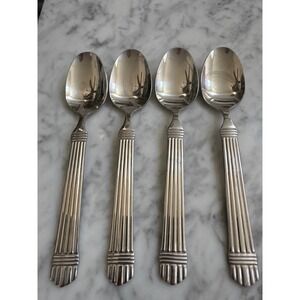 Wallace Silver Chardonnay Ribbed 18/10 Stainless Dinner Spoons Set of 4 7.75"